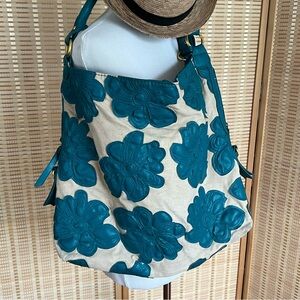 Oversize Big Buddha Turquoise Hibiscus Bag